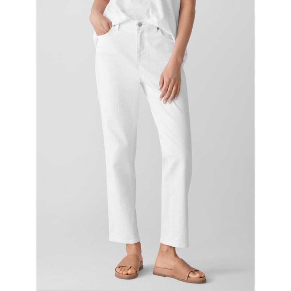 Eileen fisher sz 12 organic cotton blend cropped white unbleached jeans casual